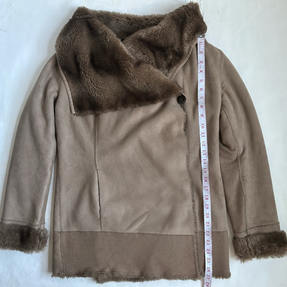 Pinko Faux Fur Suede Coat Cream Size Medium - Picture 11 of 17